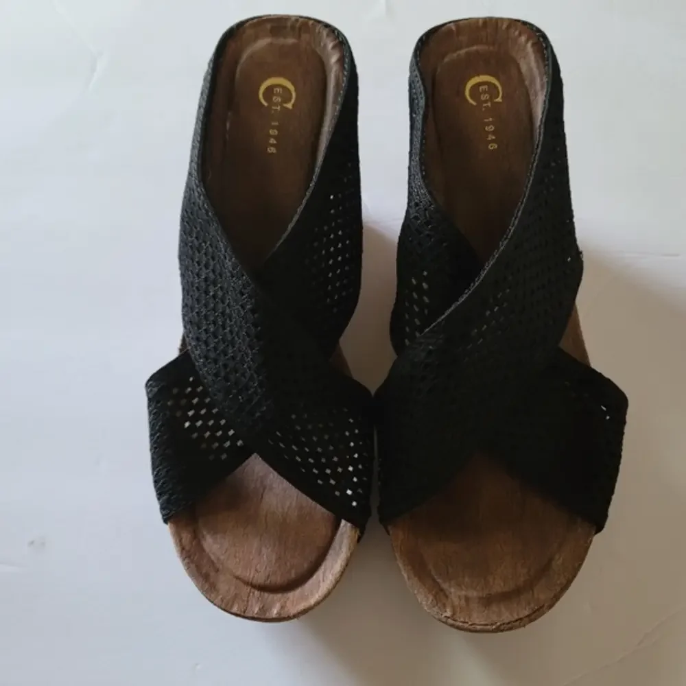 Cato Black Wedge Women's‎ Sandals Sz 9 Mesh 3